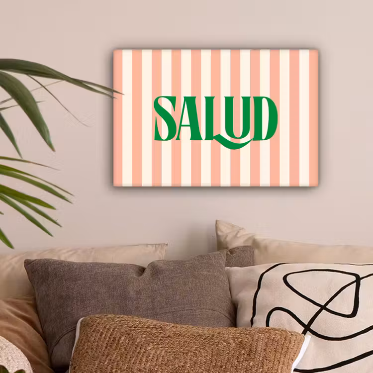Zachtroze - Groen - Strepen - Salud canvas 2cm klein -sfeer1