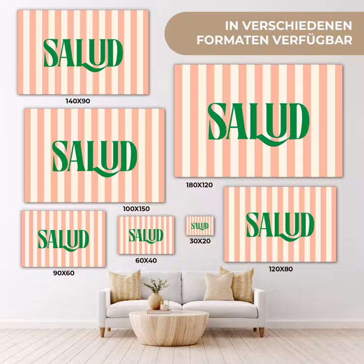 Zachtroze - Groen - Strepen - Salud canvas 2cm klein -Xsfeer8_DE