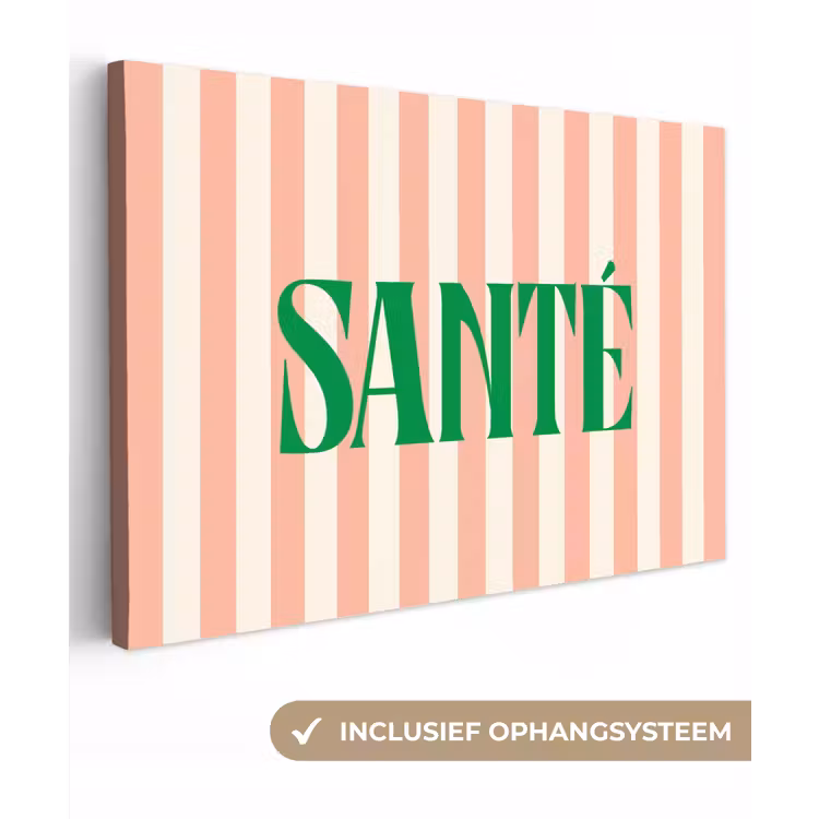 Zachtroze - Groen - Strepen - Santé canvas 2cm klein -3d