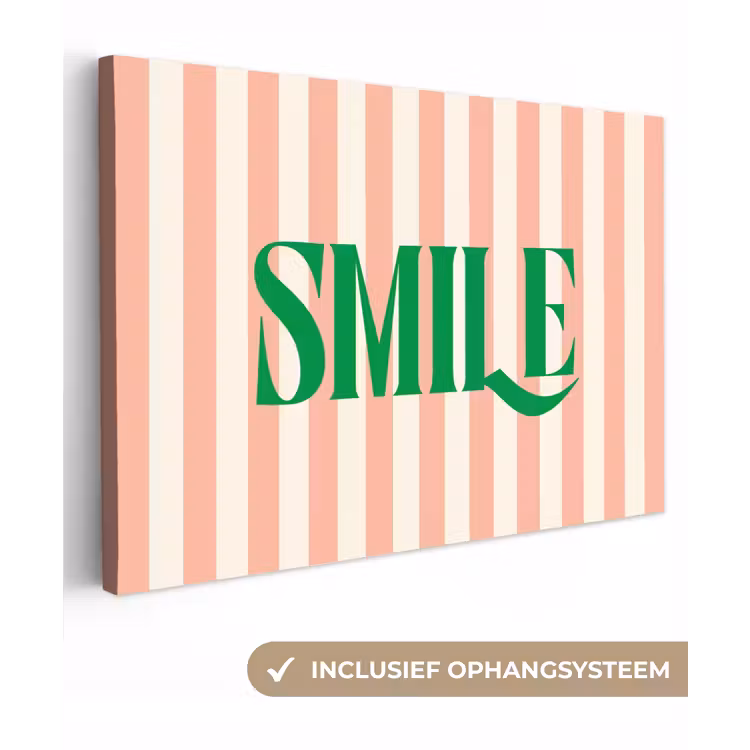 Zachtroze - Groen - Strepen - Smile canvas 2cm klein -3d