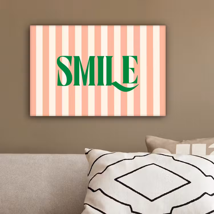 Zachtroze - Groen - Strepen - Smile canvas 2cm klein -sfeer3
