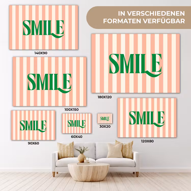 Zachtroze - Groen - Strepen - Smile canvas 2cm klein -Xsfeer8_DE