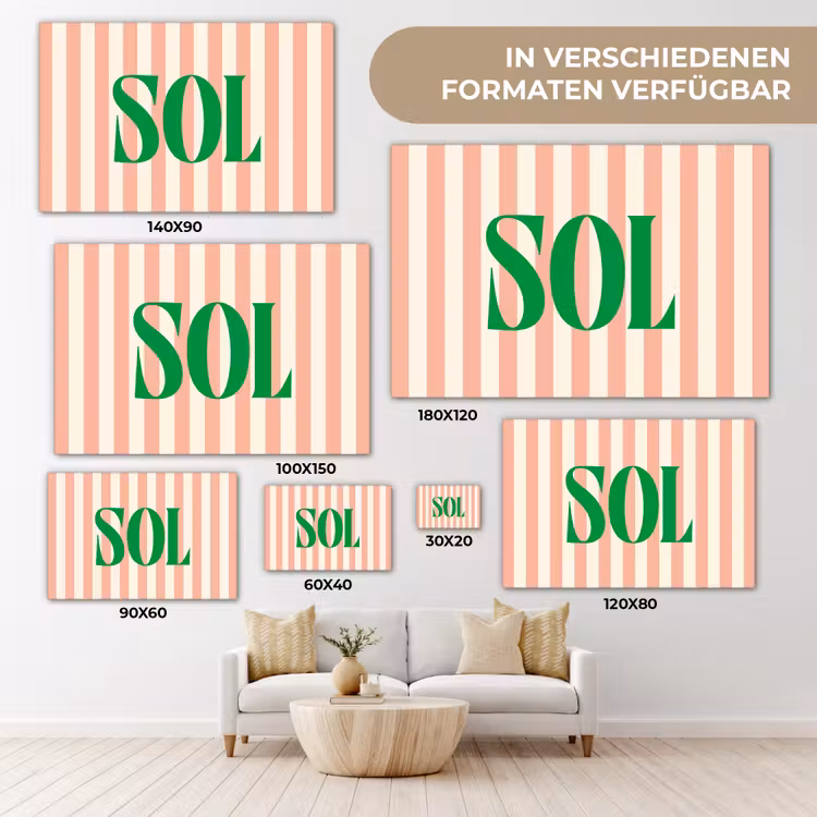 Zachtroze - Groen - Strepen - Sol canvas 2cm klein -Xsfeer8_DE