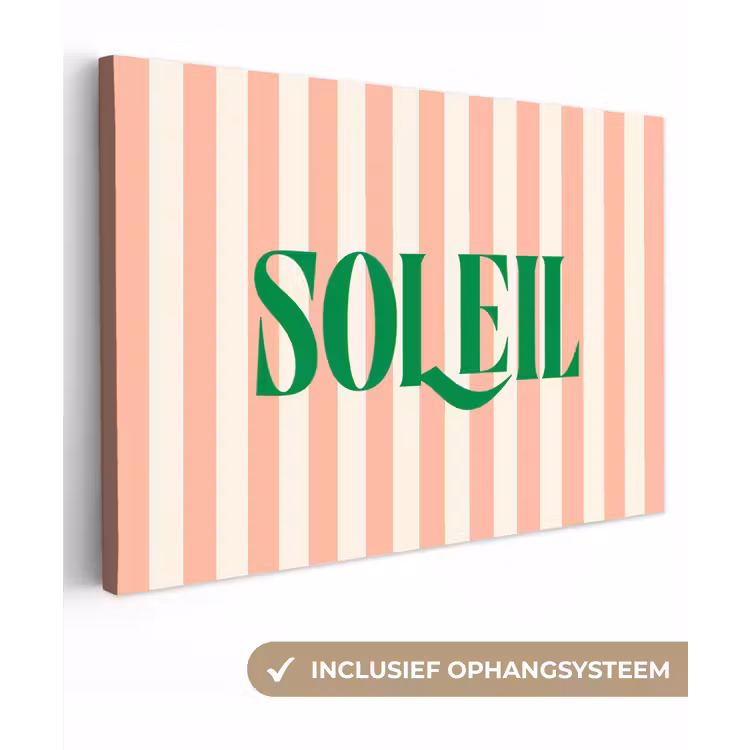 Zachtroze - Groen - Strepen - Soleil canvas 2cm klein -3d