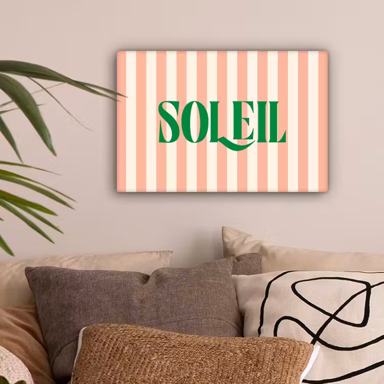 Zachtroze - Groen - Strepen - Soleil canvas 2cm klein -sfeer1
