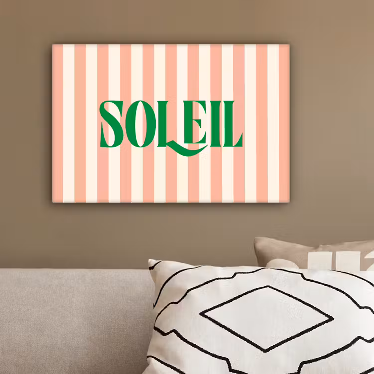 Zachtroze - Groen - Strepen - Soleil canvas 2cm klein -sfeer3