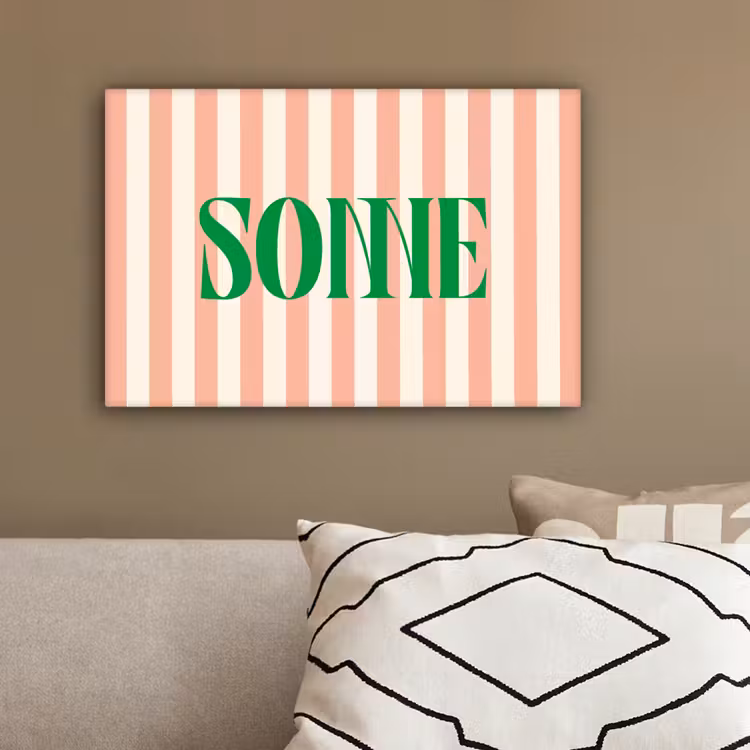 Zachtroze - Groen - Strepen - Sonne canvas 2cm klein -sfeer3