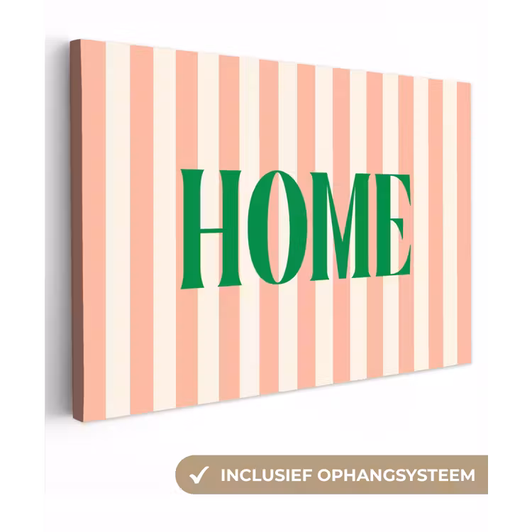 Zachtroze - Groen - Strepen - Home canvas 2cm klein -3d