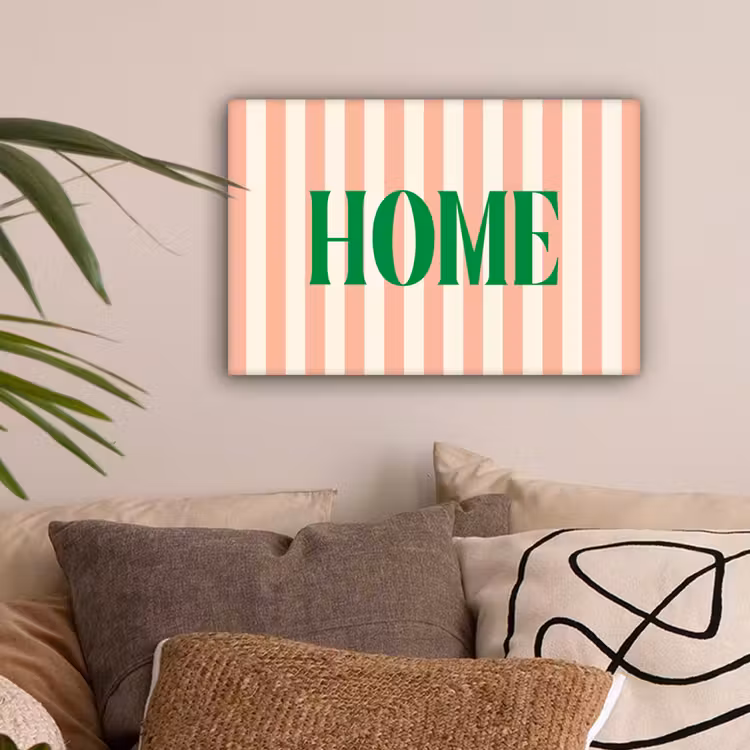 Zachtroze - Groen - Strepen - Home canvas 2cm klein -sfeer1