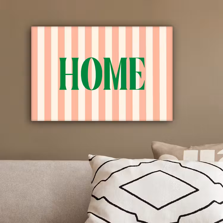Zachtroze - Groen - Strepen - Home canvas 2cm klein -sfeer3