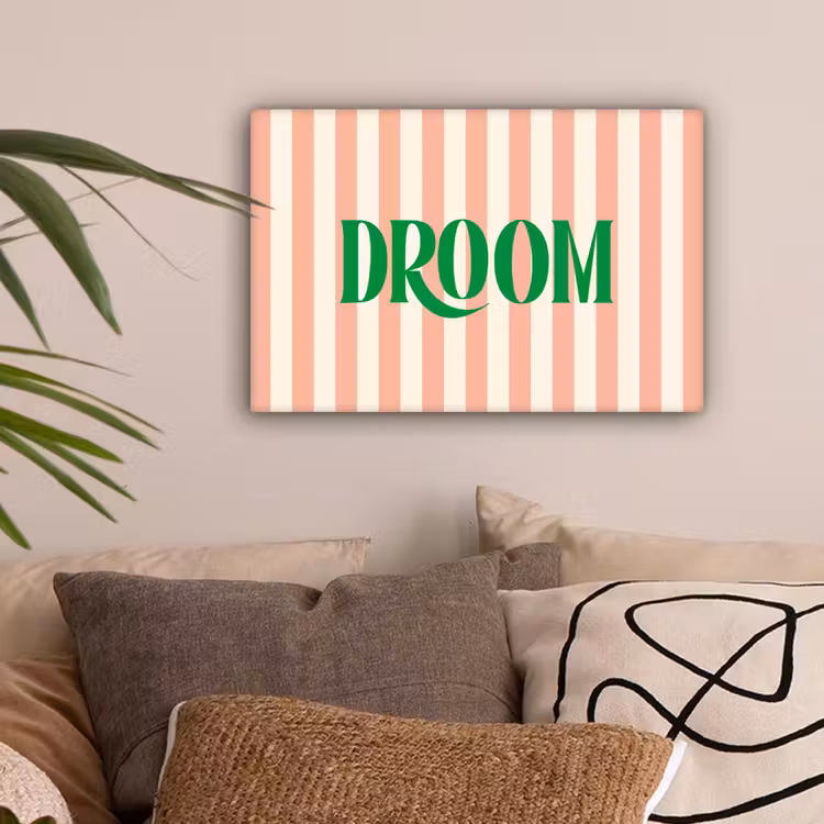 Zachtroze - Groen - Strepen - Droom canvas 2cm klein -sfeer1