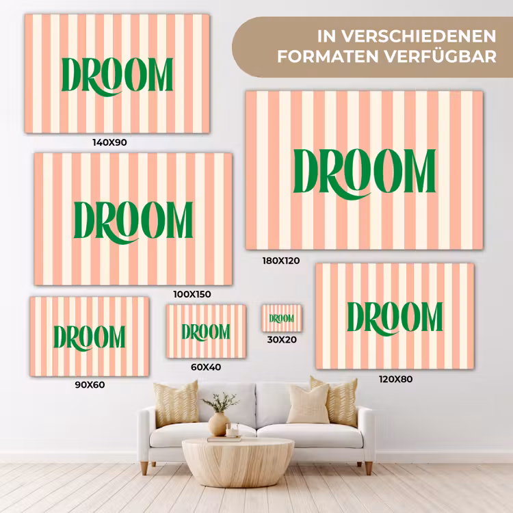 Zachtroze - Groen - Strepen - Droom canvas 2cm klein -Xsfeer8_DE