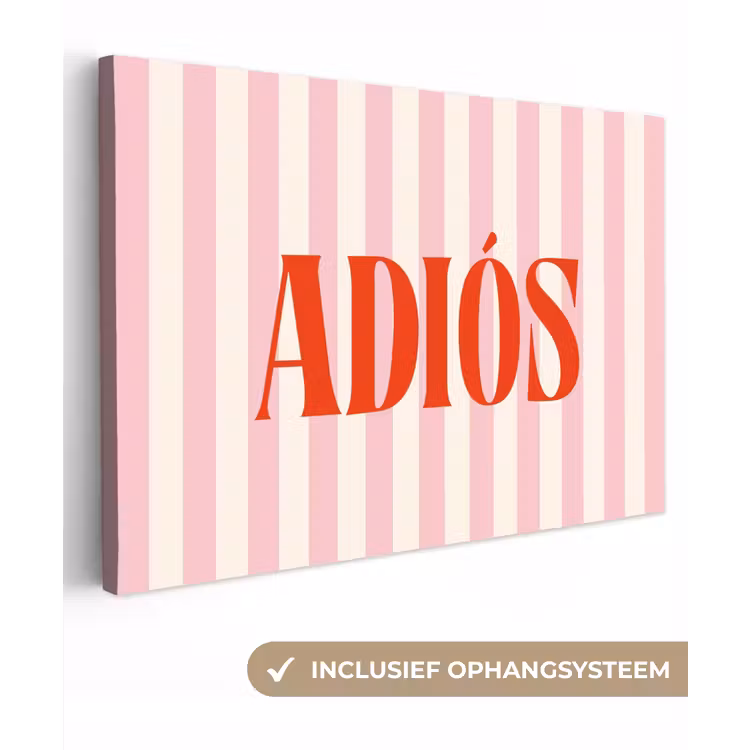 Zachtroze - Rood - Strepen - Adiós canvas 2cm klein -3d