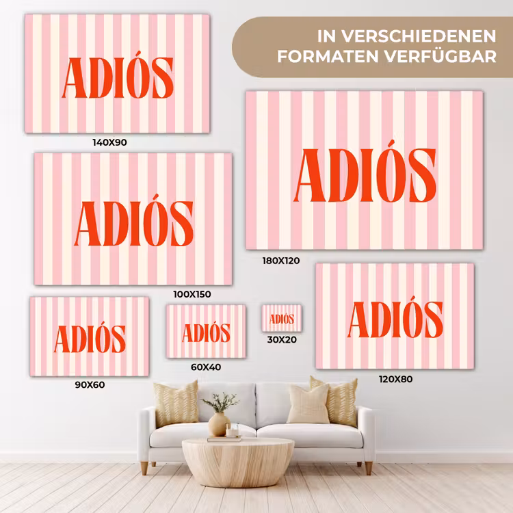 Zachtroze - Rood - Strepen - Adiós canvas 2cm klein -Xsfeer8_DE