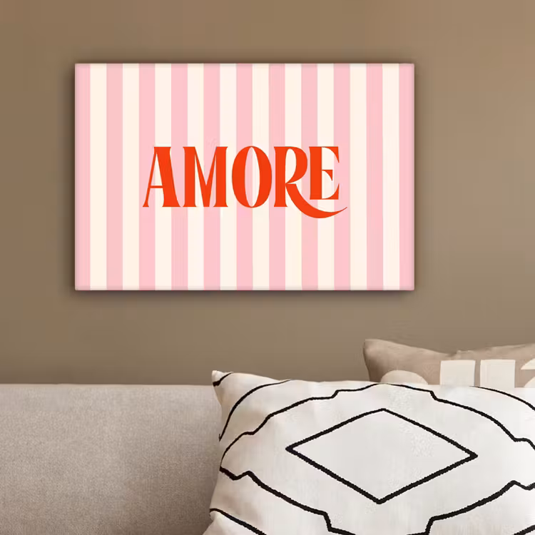 Zachtroze - Rood - Strepen - Amore canvas 2cm klein -sfeer3