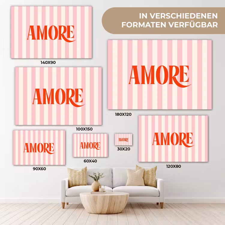 Zachtroze - Rood - Strepen - Amore canvas 2cm klein -Xsfeer8_DE