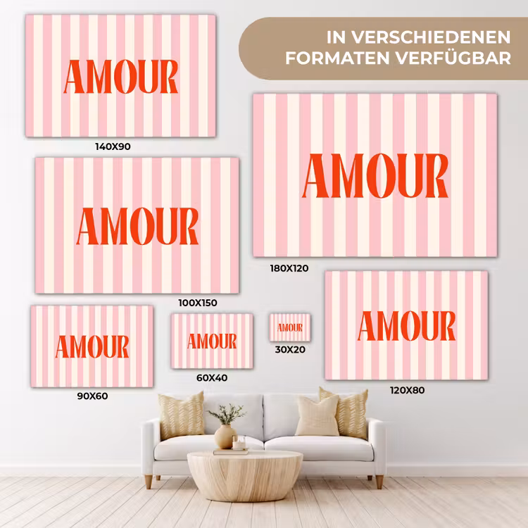 Zachtroze - Rood - Strepen - Amour canvas 2cm klein -Xsfeer8_DE