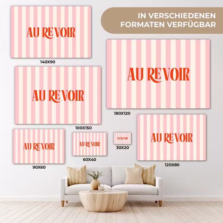 Zachtroze - Rood - Strepen - Au Revoir canvas 2cm klein -Xsfeer8_DE