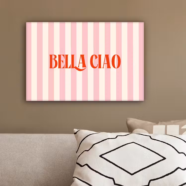 Zachtroze - Rood - Strepen - Bella Ciao canvas 2cm klein -sfeer3