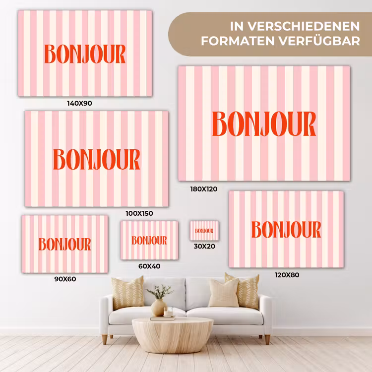 Zachtroze - Rood - Strepen - Bonjour canvas 2cm klein -Xsfeer8_DE