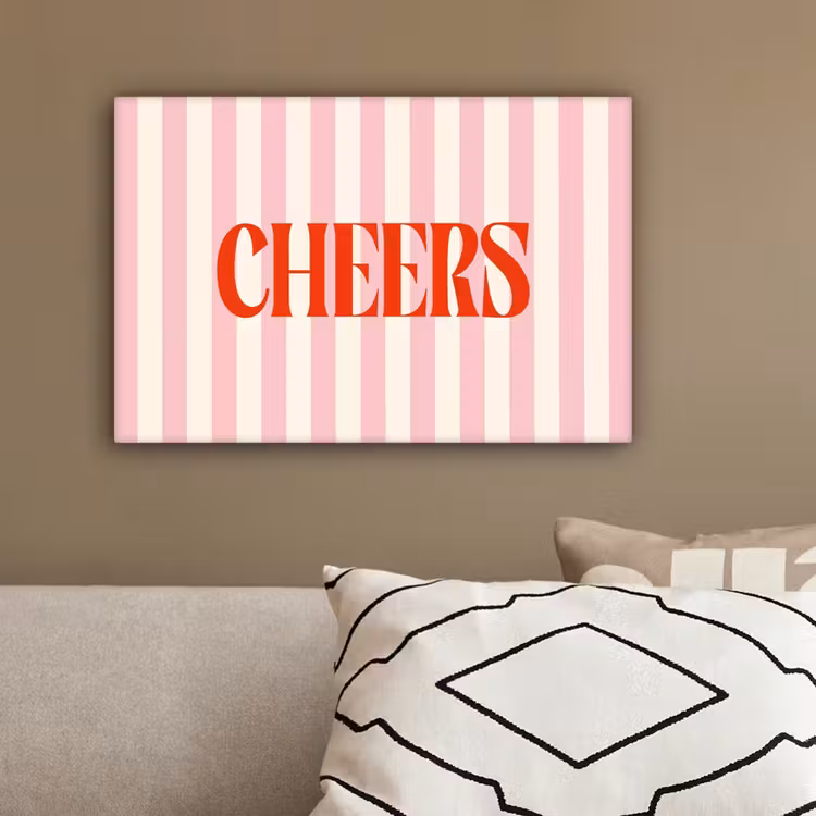 Zachtroze - Rood - Strepen - Cheers canvas 2cm klein -sfeer3