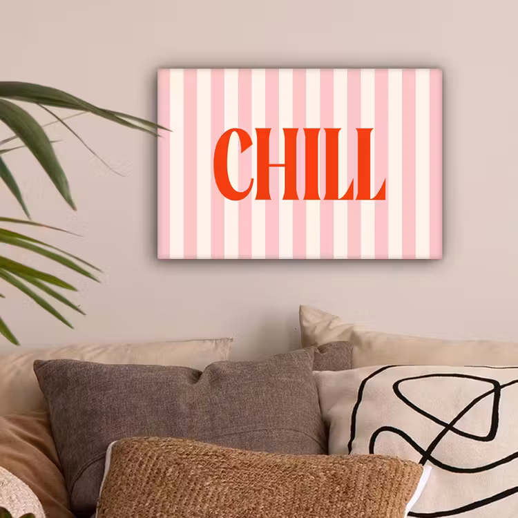 Zachtroze - Rood - Strepen - Chill canvas 2cm klein -sfeer1