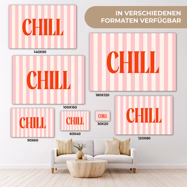 Zachtroze - Rood - Strepen - Chill canvas 2cm klein -Xsfeer8_DE