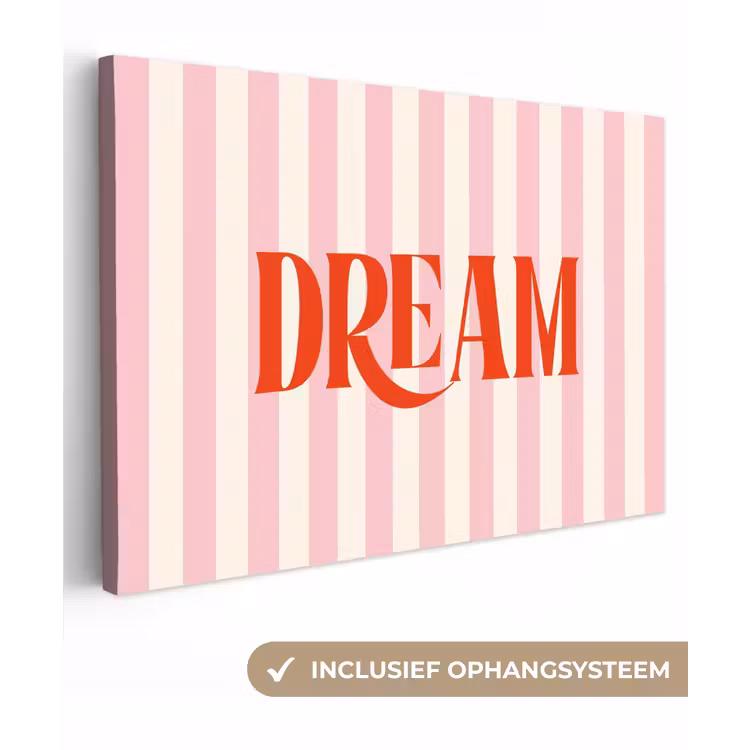 Zachtroze - Rood - Strepen - Dream canvas 2cm klein -3d