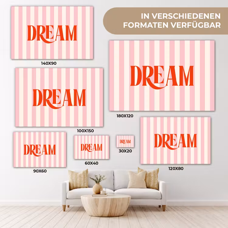 Zachtroze - Rood - Strepen - Dream canvas 2cm klein -Xsfeer8_DE