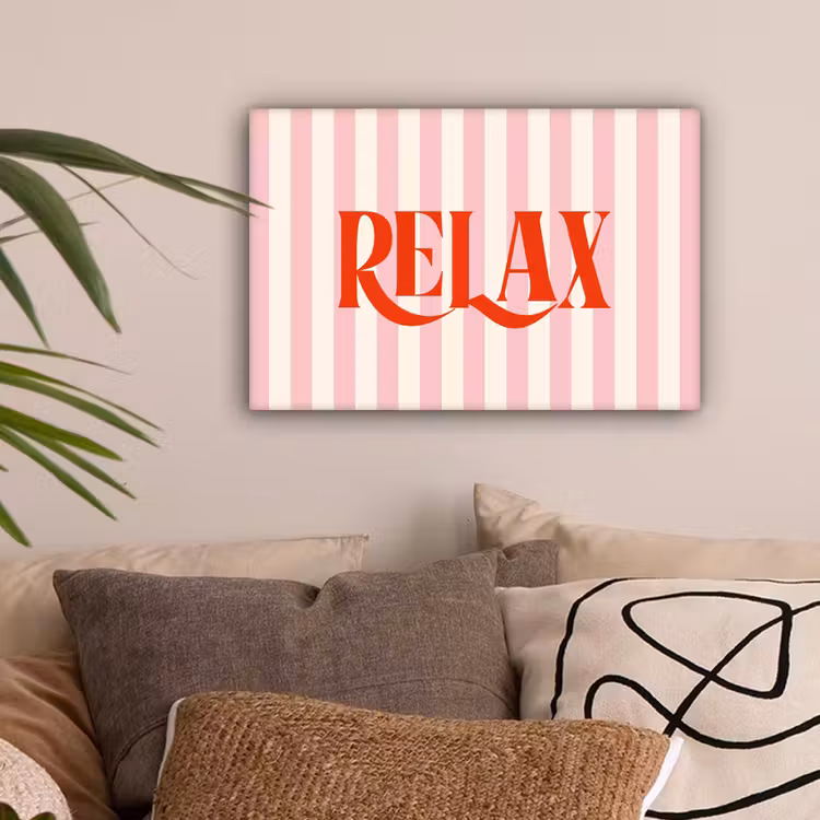 Zachtroze - Rood - Strepen - Relax canvas 2cm klein -sfeer1