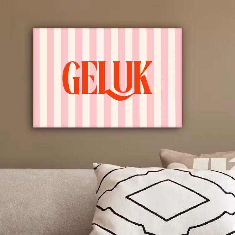 Zachtroze - Rood - Strepen - Geluk canvas 2cm klein -sfeer3