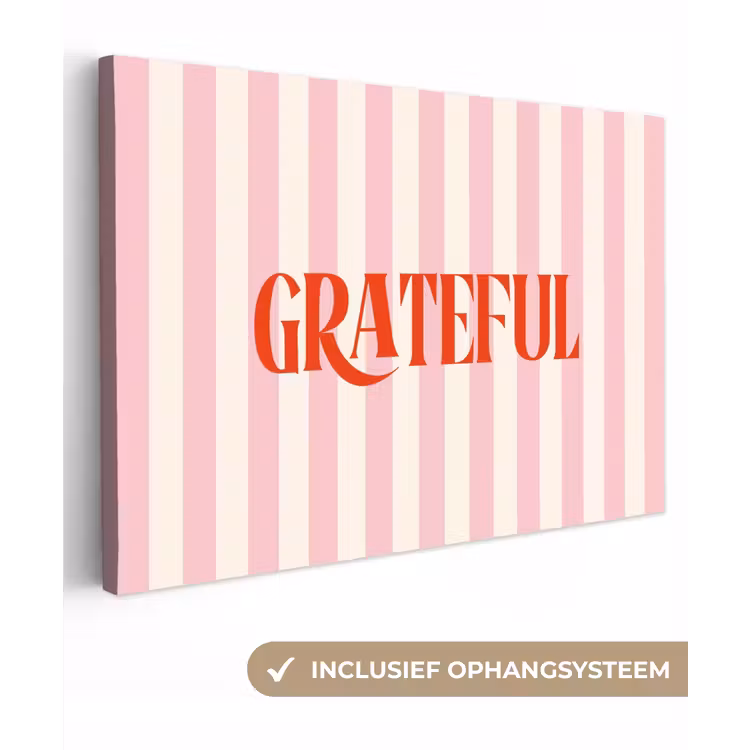 Zachtroze - Rood - Strepen - Grateful canvas 2cm klein -3d