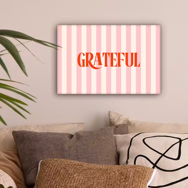 Zachtroze - Rood - Strepen - Grateful canvas 2cm klein -sfeer1
