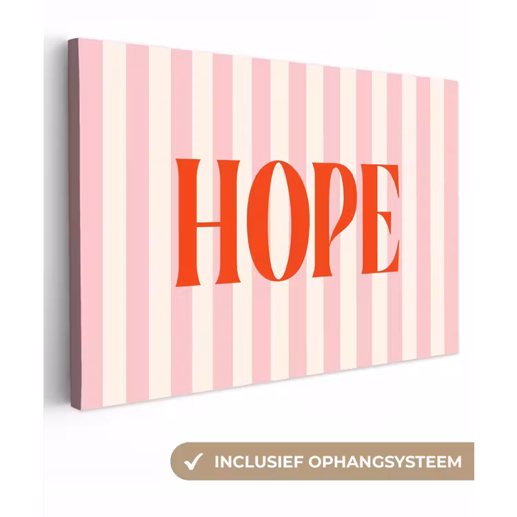 Zachtroze - Rood - Strepen - Hope canvas 2cm klein -3d