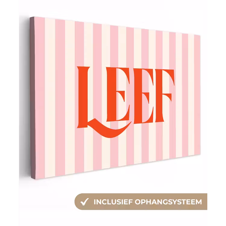 Zachtroze - Rood - Strepen - Leef canvas 2cm klein -3d