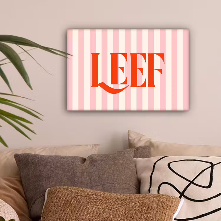 Zachtroze - Rood - Strepen - Leef canvas 2cm klein -sfeer1