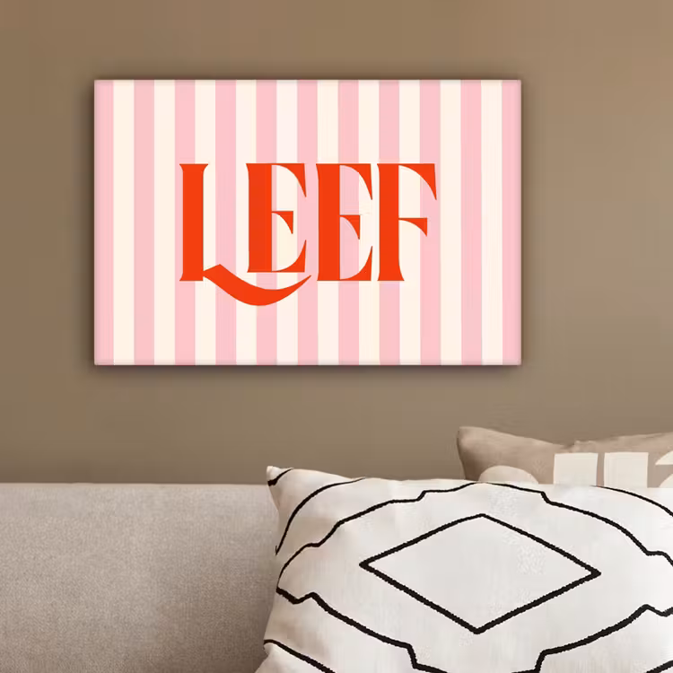 Zachtroze - Rood - Strepen - Leef canvas 2cm klein -sfeer3