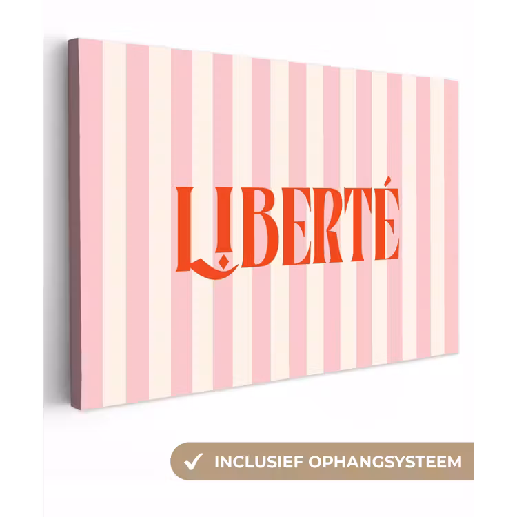 Zachtroze - Rood - Strepen - Liberté canvas 2cm klein -3d