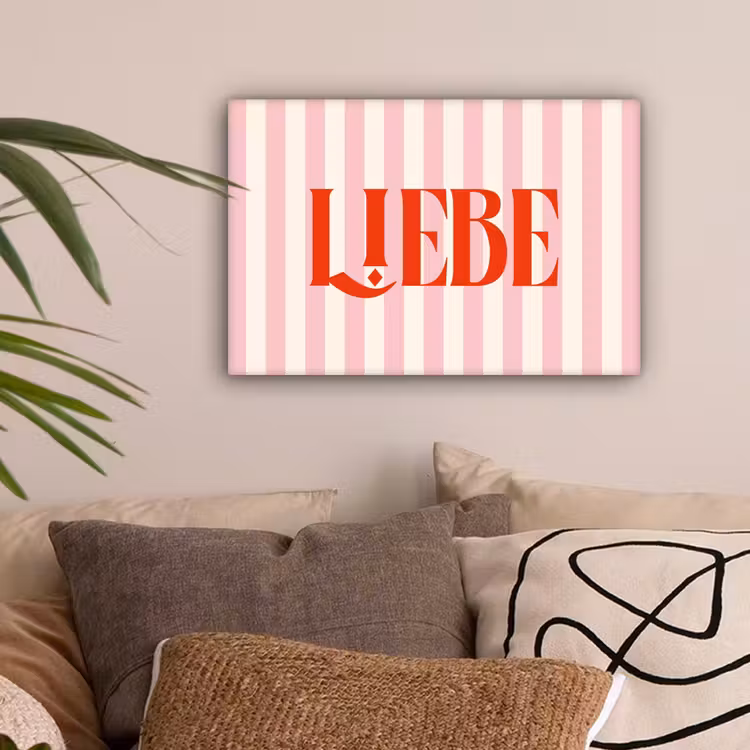 Zachtroze - Rood - Strepen - Liebe canvas 2cm klein -sfeer1