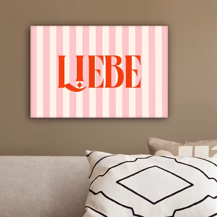 Zachtroze - Rood - Strepen - Liebe canvas 2cm klein -sfeer3