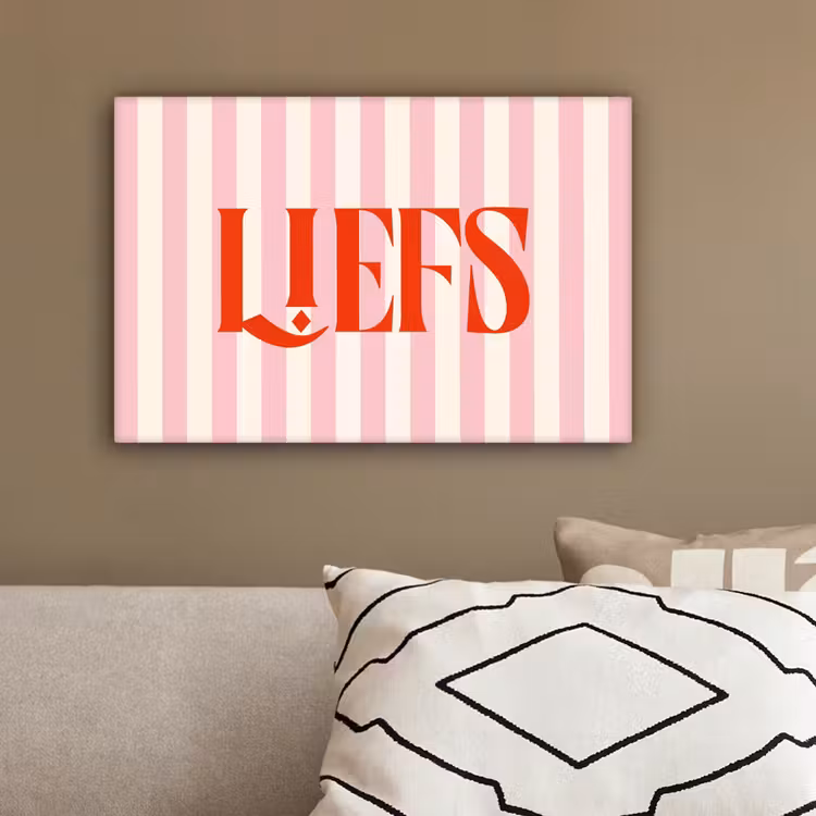 Zachtroze - Rood - Strepen - Liefs canvas 2cm klein -sfeer3