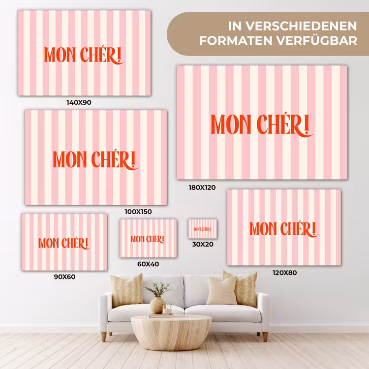 Zachtroze - Rood - Strepen - Mon Chéri canvas 2cm klein -Xsfeer8_DE