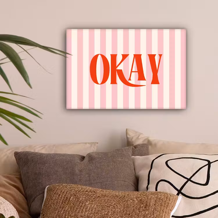 Zachtroze - Rood - Strepen - Okay canvas 2cm klein -sfeer1