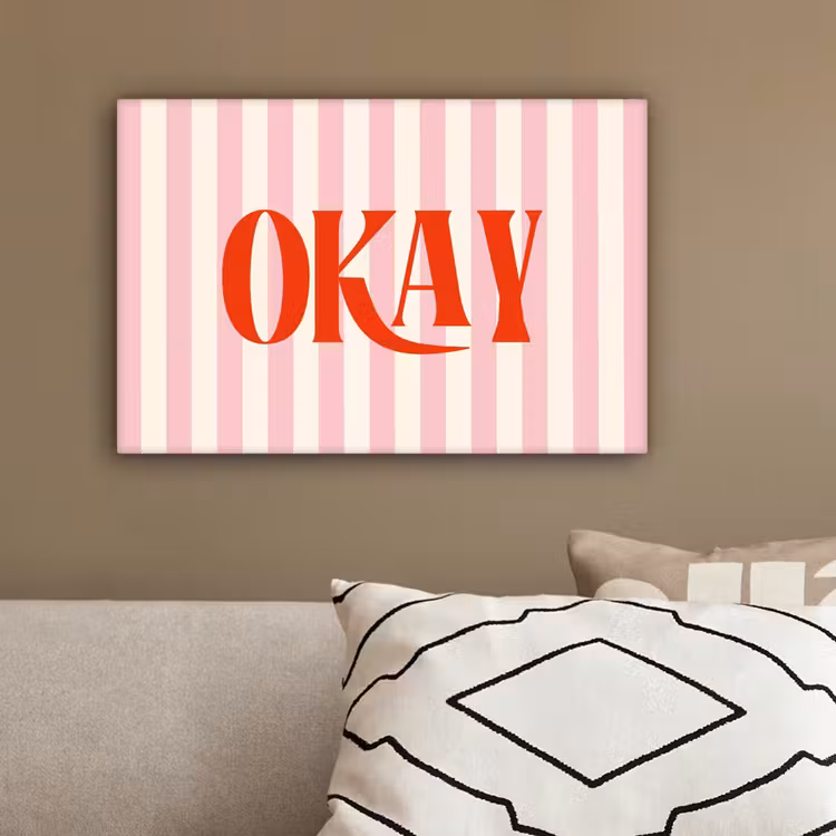 Zachtroze - Rood - Strepen - Okay canvas 2cm klein -sfeer3