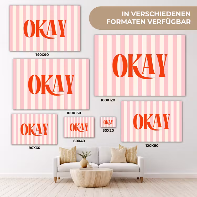 Zachtroze - Rood - Strepen - Okay canvas 2cm klein -Xsfeer8_DE