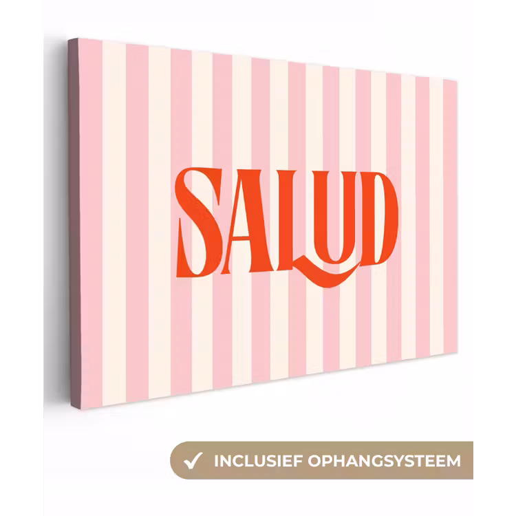 Zachtroze - Rood - Strepen - Salud canvas 2cm klein -3d