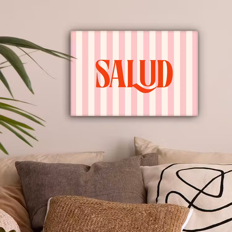Zachtroze - Rood - Strepen - Salud canvas 2cm klein -sfeer1