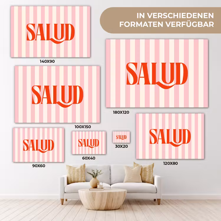 Zachtroze - Rood - Strepen - Salud canvas 2cm klein -Xsfeer8_DE