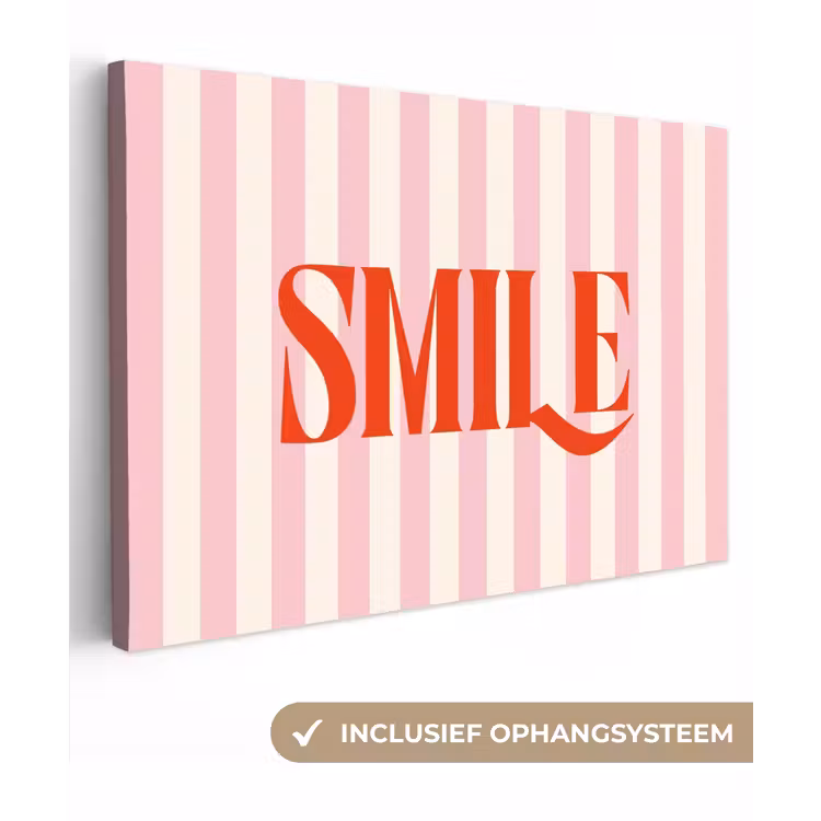 Zachtroze - Rood - Strepen - Smile canvas 2cm klein -3d