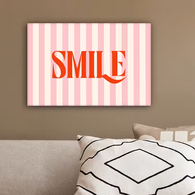 Zachtroze - Rood - Strepen - Smile canvas 2cm klein -sfeer3